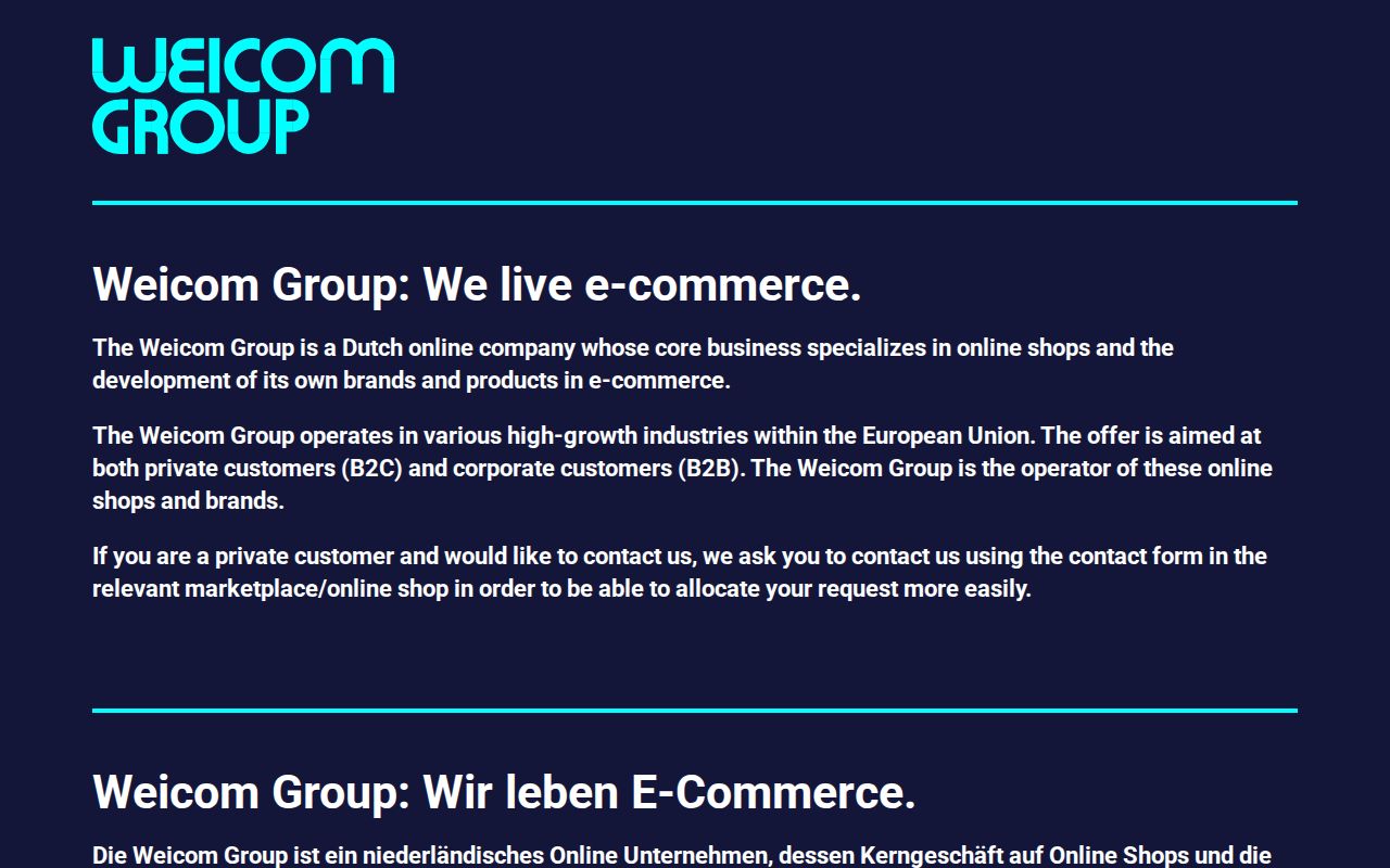 Weicom Group: We live e-commerce